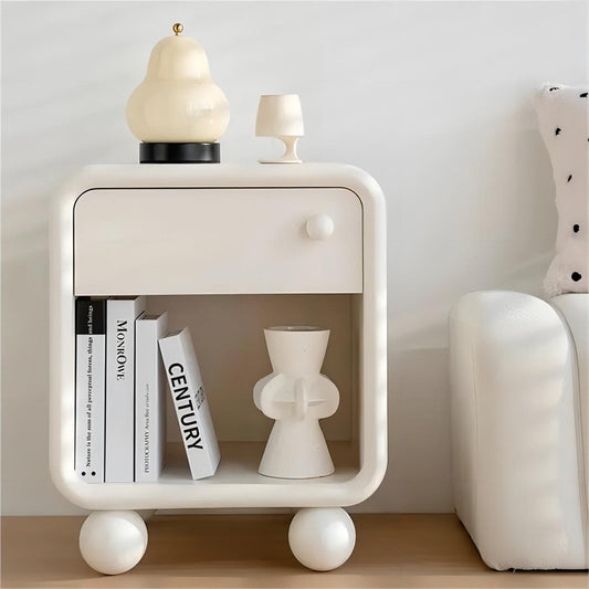 Modern Style Nordic White Bedside Table MDF Wooden Desk Elegant Nightstand Organizer Cabinet for Bedroom