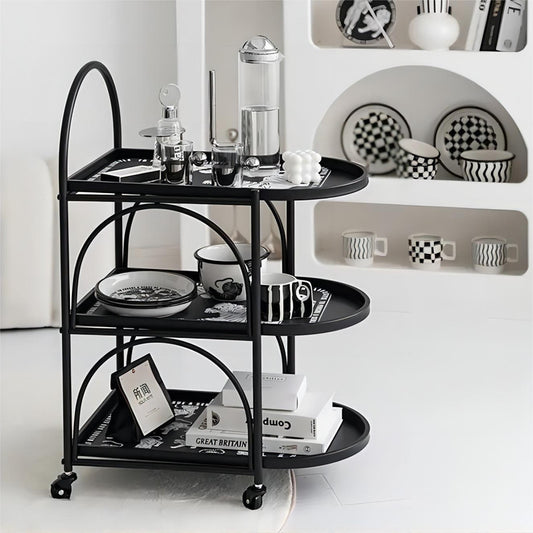Modern Home Indoor Storage Cart 3-Tier Slide-Out Trolley for Small Spaces Dessert Storage Cart with Wheels