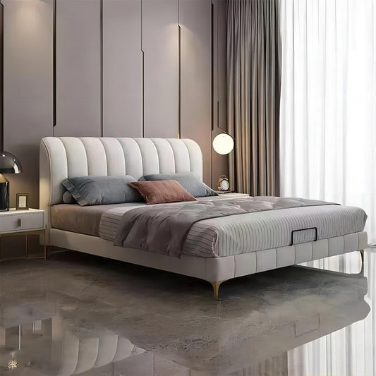 Minimalist Wall Bed Sets Luxury Queen Bed Frame Upholstered Leather Bed for Hotel Home Bedroom Furniture